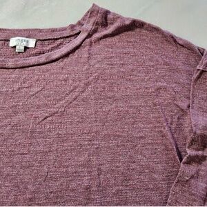 Umgee USA Womens Long Sleeve Layered Hem Top Heathered Knit Casual Blouse Large